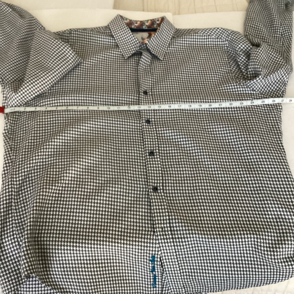 Robert Graham Shirt Mens 2XL Grey White Houndstooth Button Down Flip Cuff Preppy - Picture 12 of 16